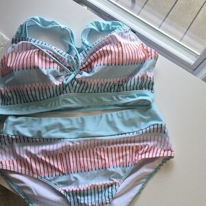 558 Striped Bikini Set in Blue and Orange